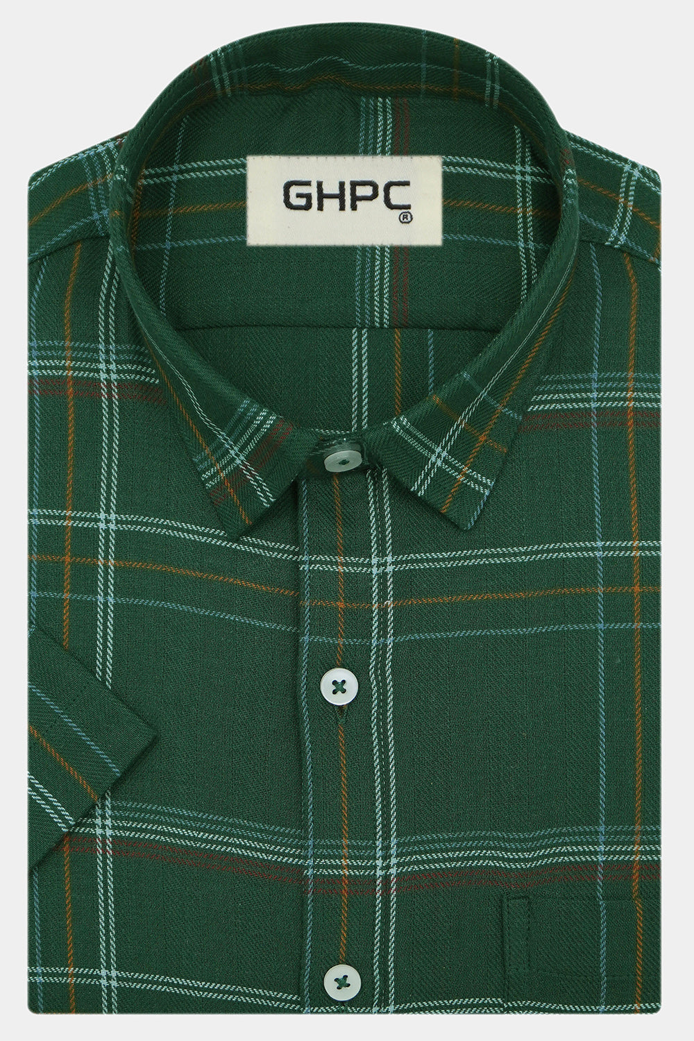 Men's 100% Cotton Checkered Half Sleeves Shirts (Green)