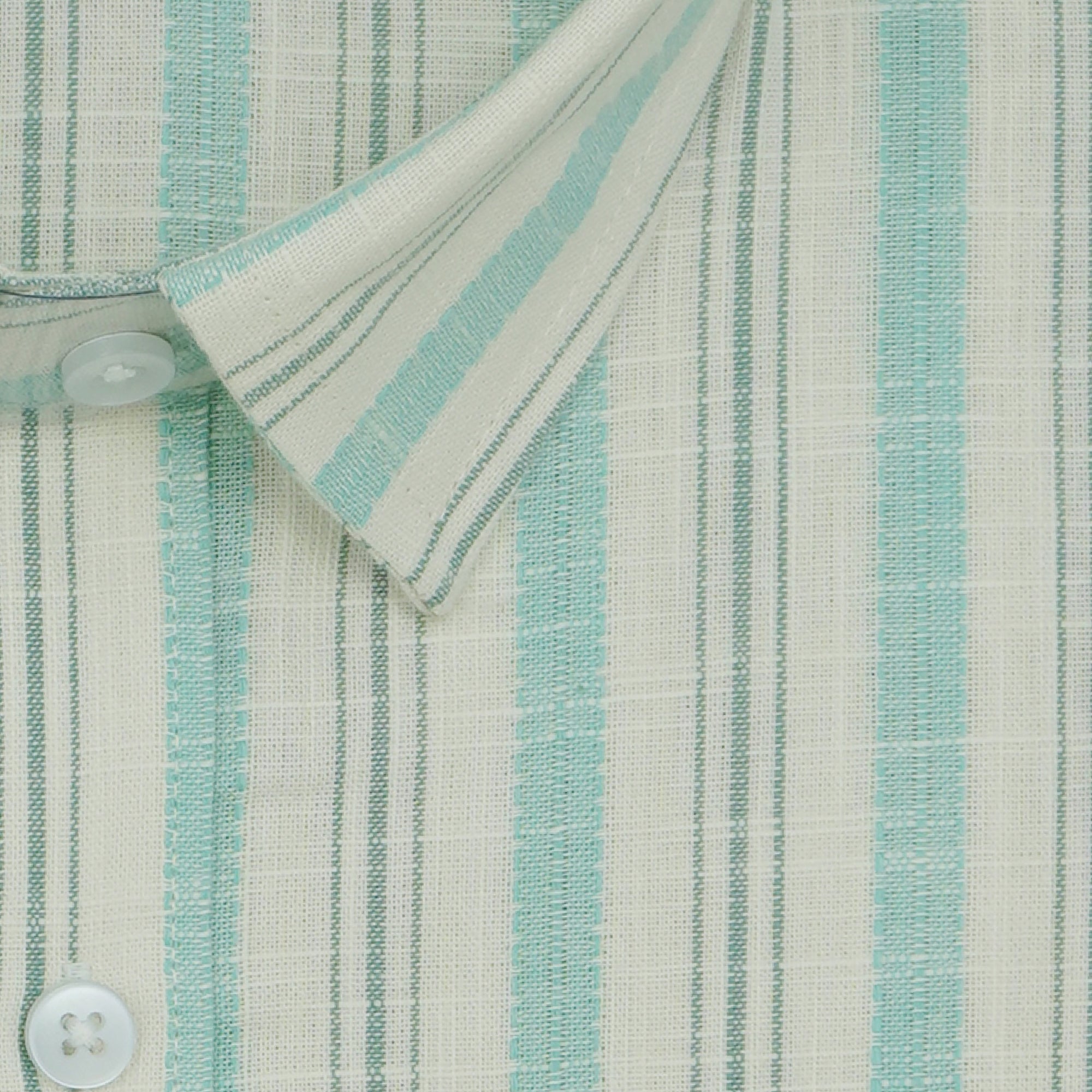 Men's Cotton Linen Striped Half Sleeves Shirts (Sea green)