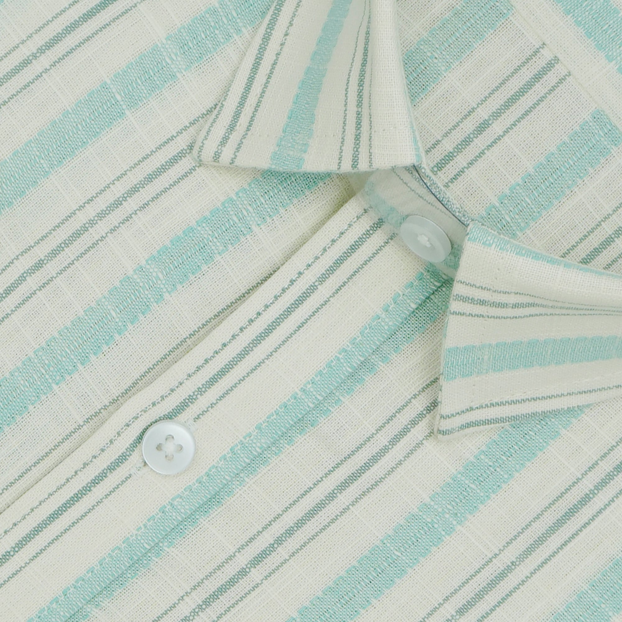 Men's Cotton Linen Striped Half Sleeves Shirts (Sea green)