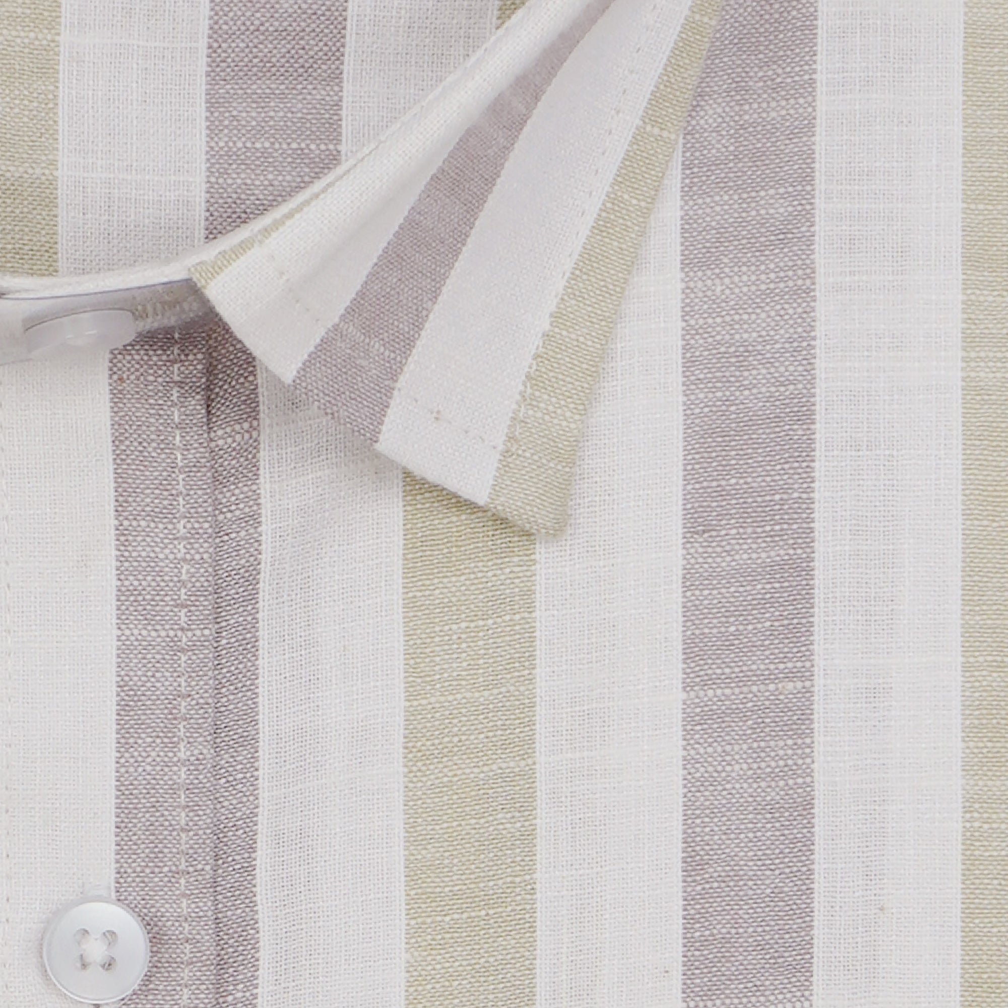 Men's Cotton Linen Striped Half Sleeves Shirts (Brown)