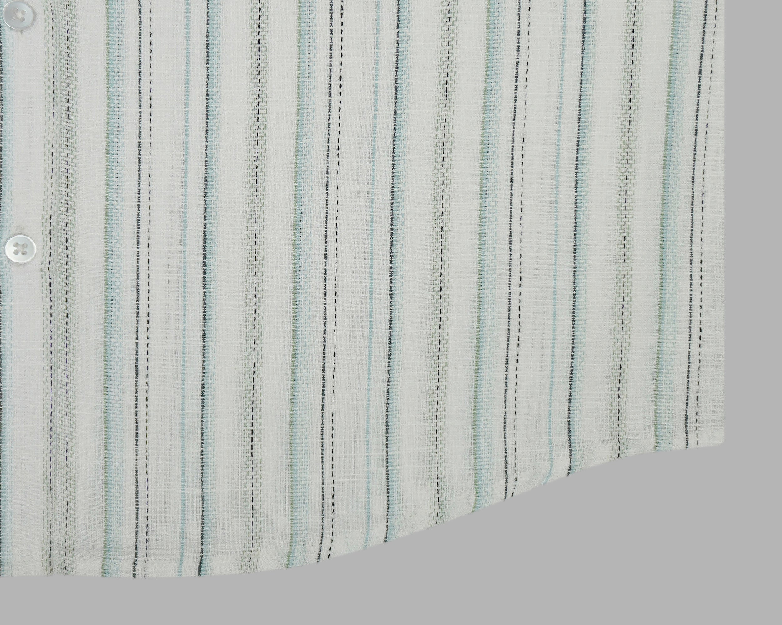 Men's Cotton Linen Striped Half Sleeves Shirts (Sea green)