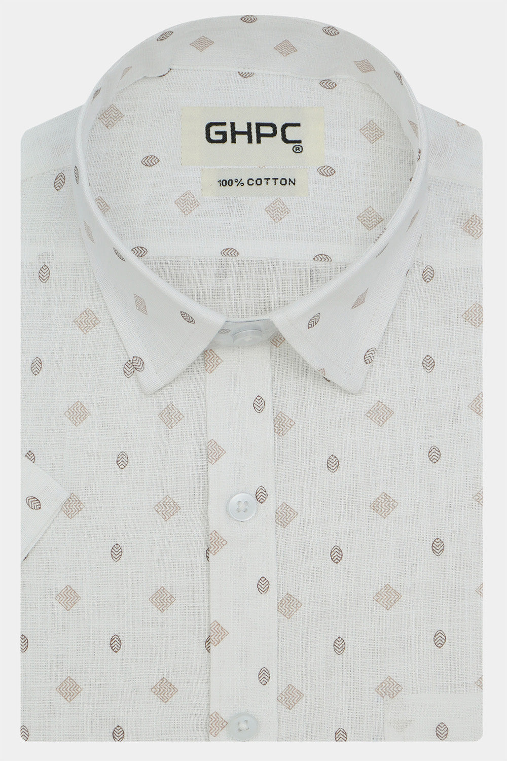 Men's Cotton Linen Printed Half Sleeves Shirts (Brown)