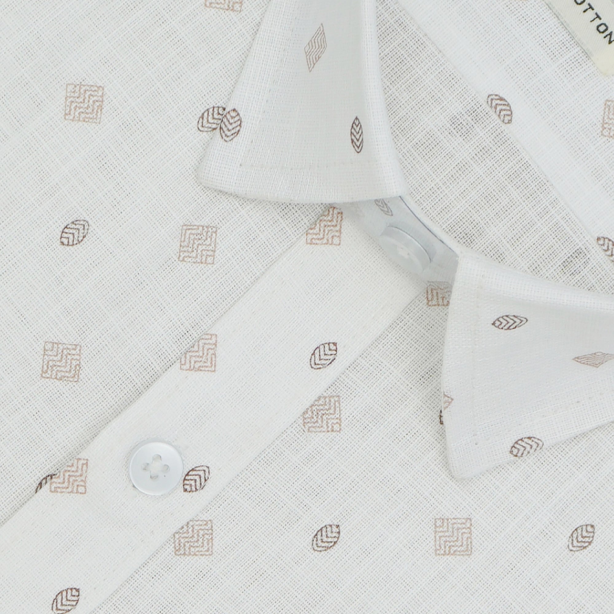 Men's Cotton Linen Printed Half Sleeves Shirts (Brown)