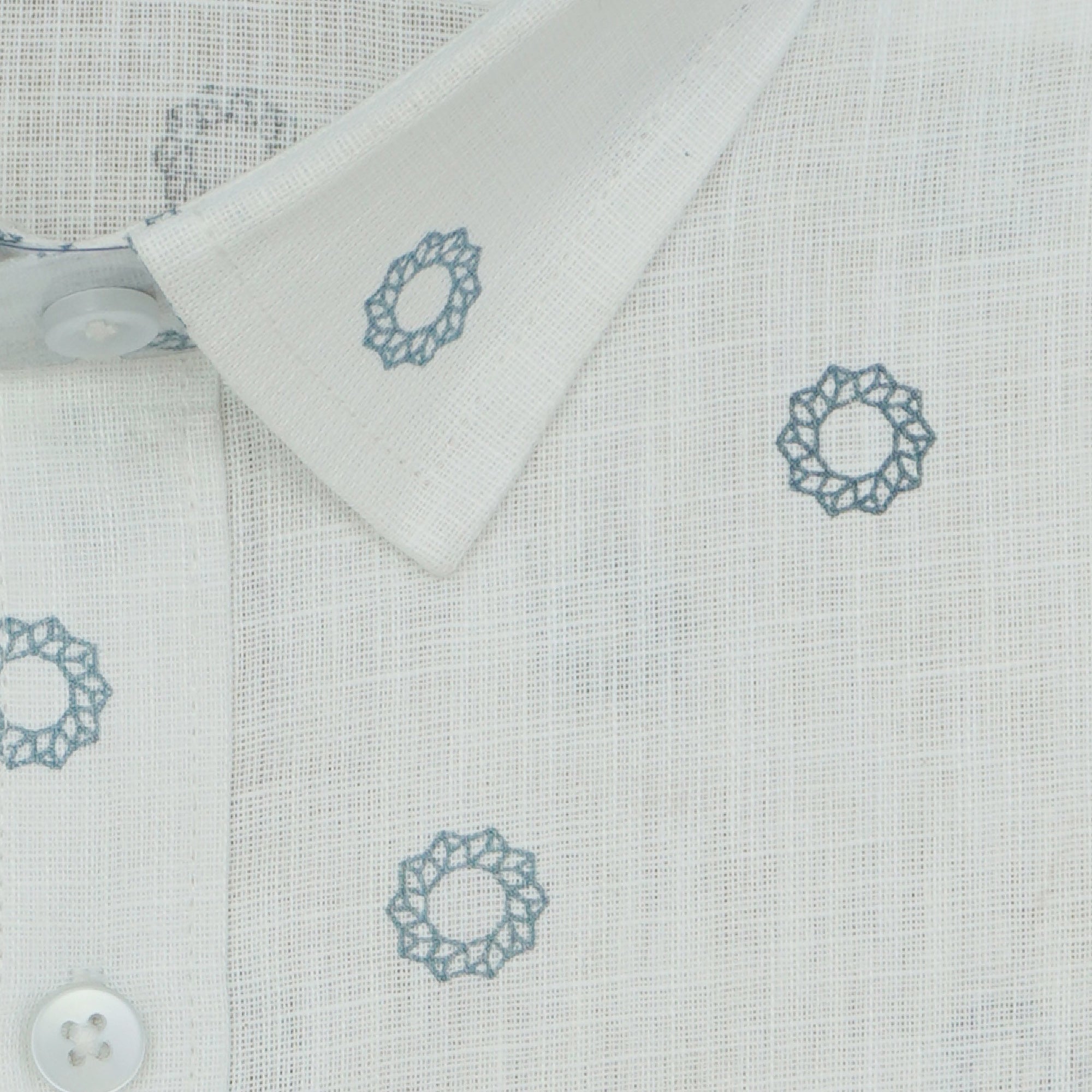 Men's Cotton Linen Printed Half Sleeves Shirts (Grey)