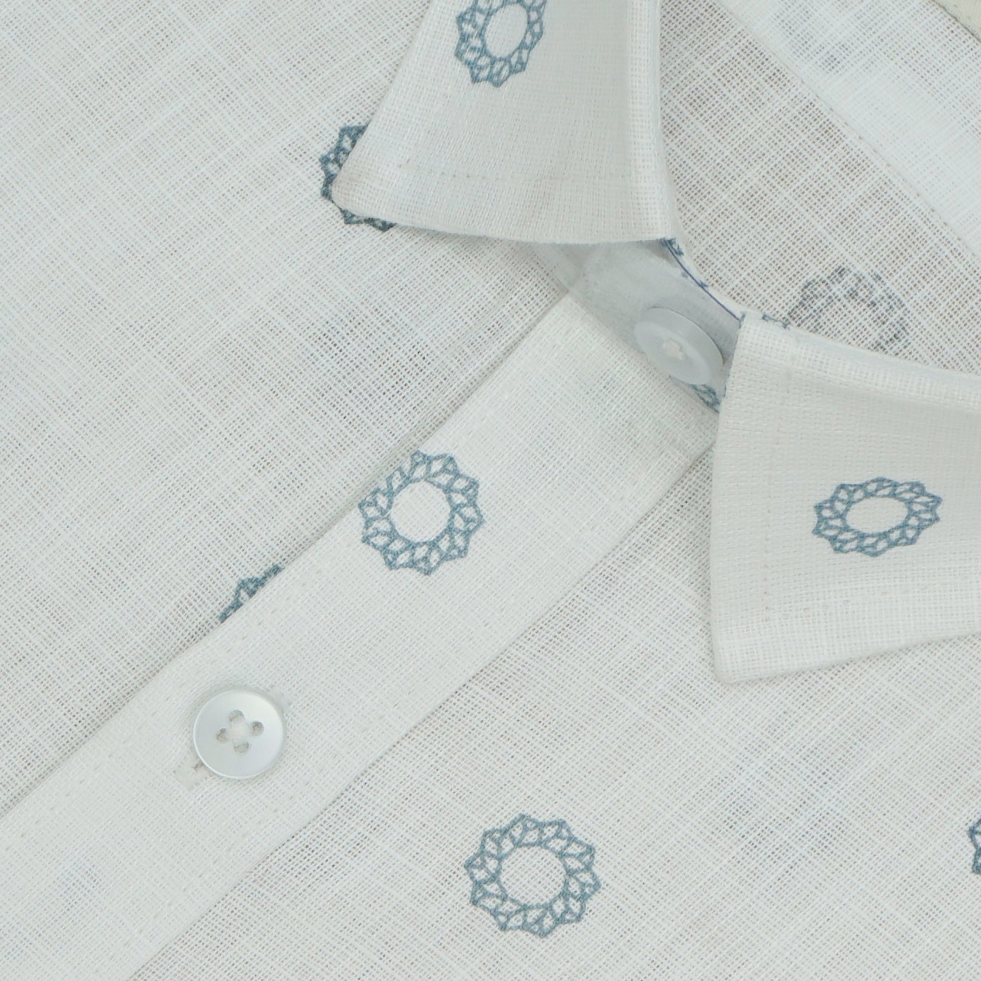Men's Cotton Linen Printed Half Sleeves Shirts (Grey)