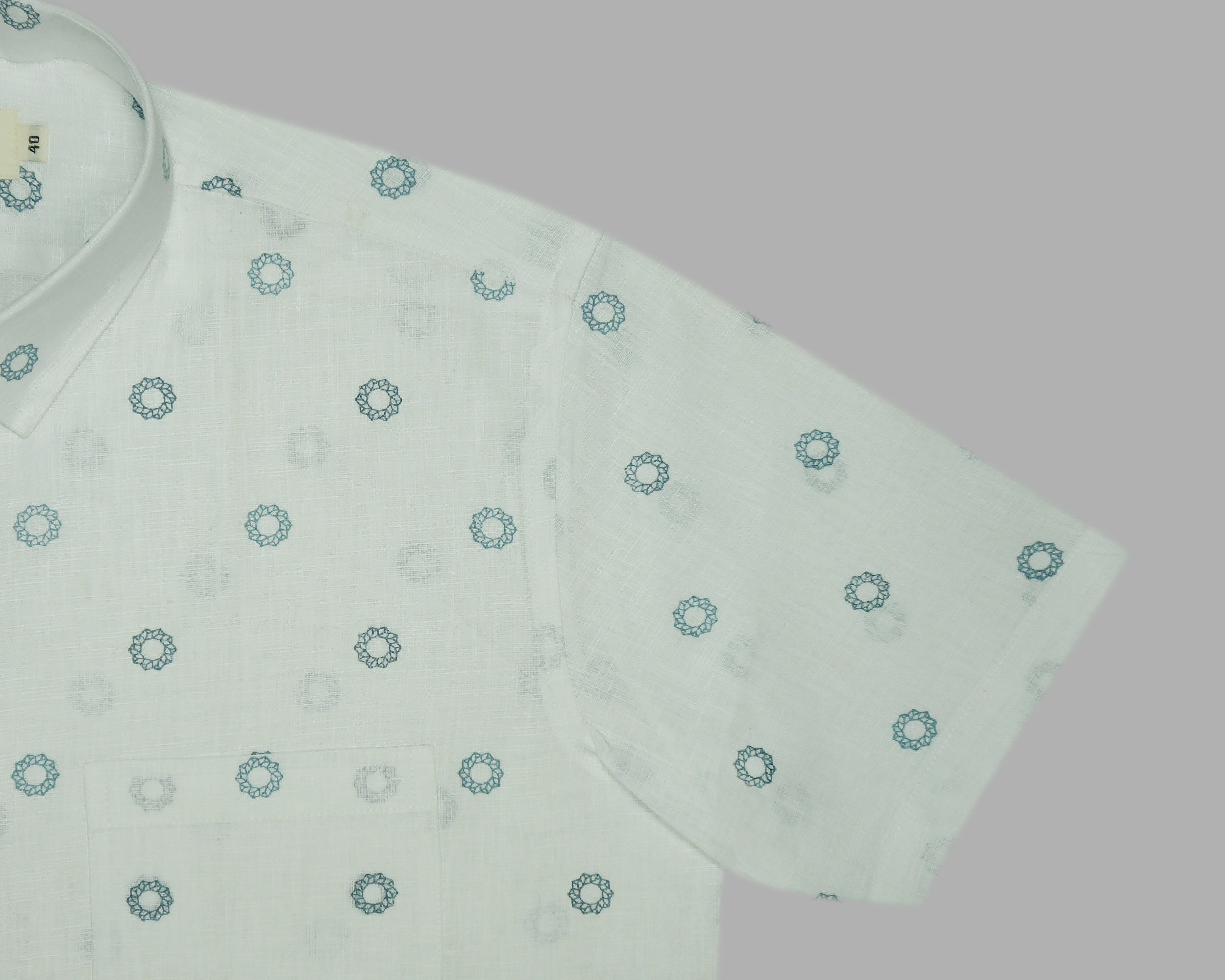 Men's Cotton Linen Printed Half Sleeves Shirts (Grey)