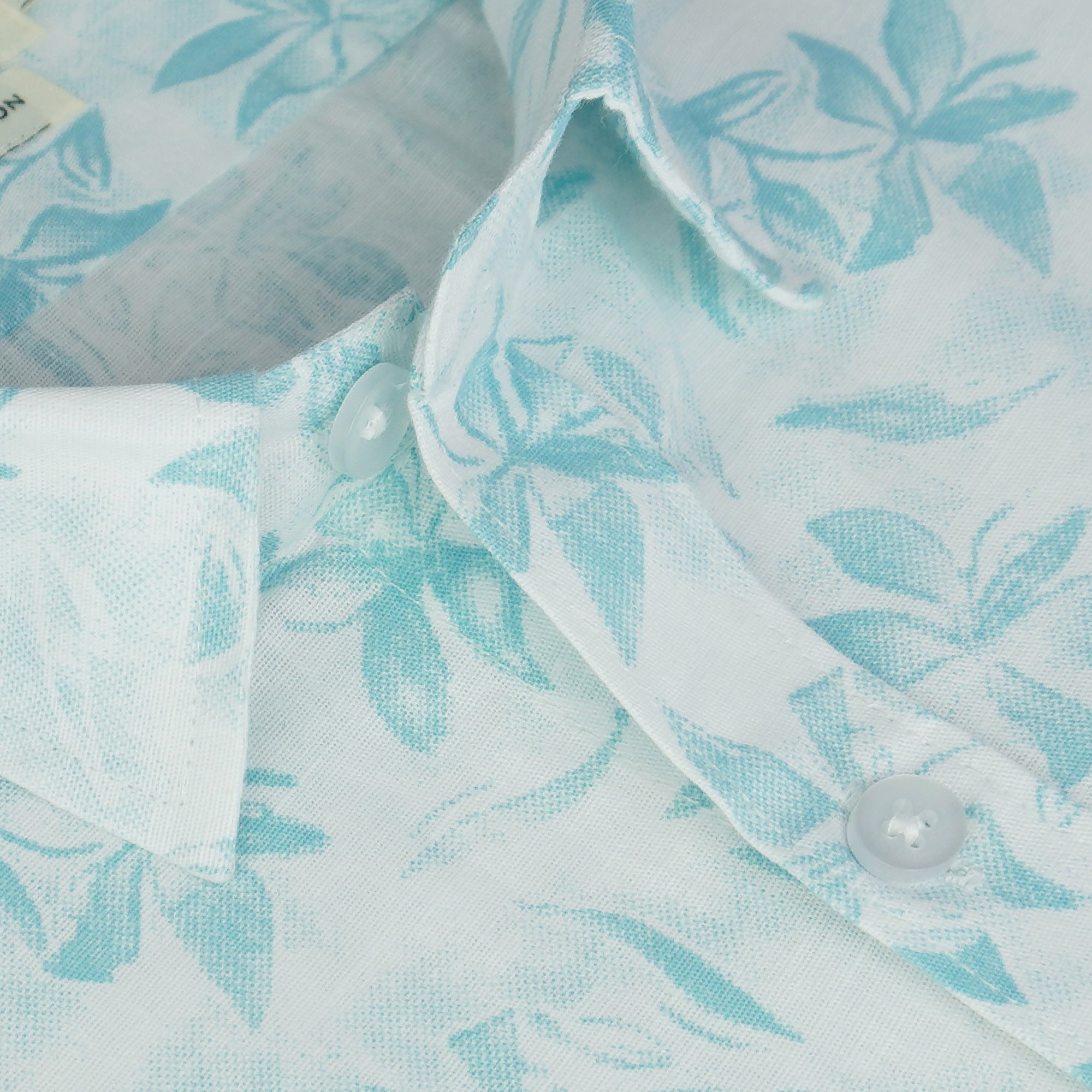 Men's Cotton Linen Printed Half Sleeves Shirts (Sea green)
