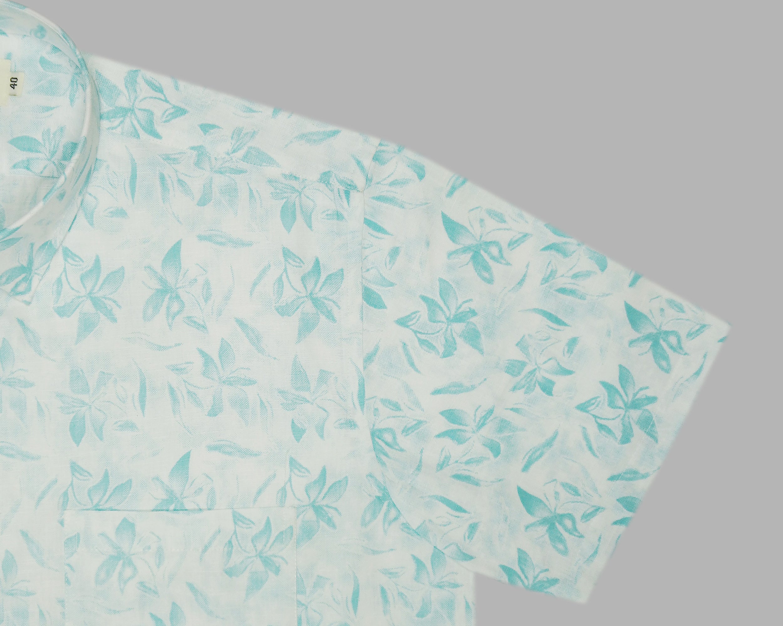 Men's Cotton Linen Printed Half Sleeves Shirts (Sea green)