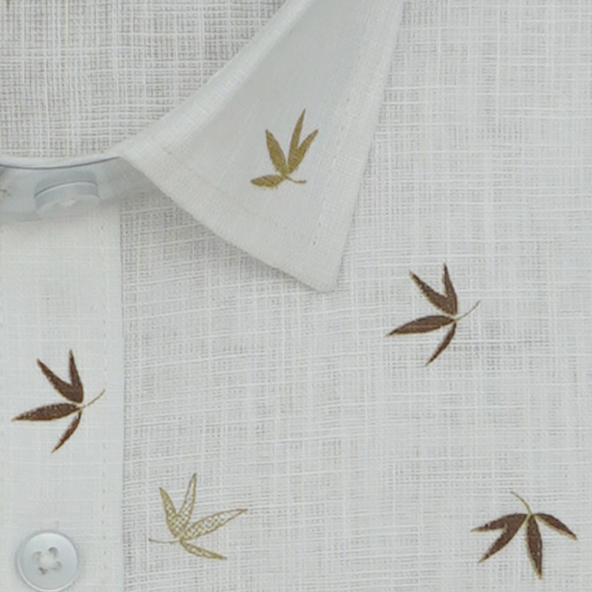 Men's Cotton Linen Printed Half Sleeves Shirts (Khaki)