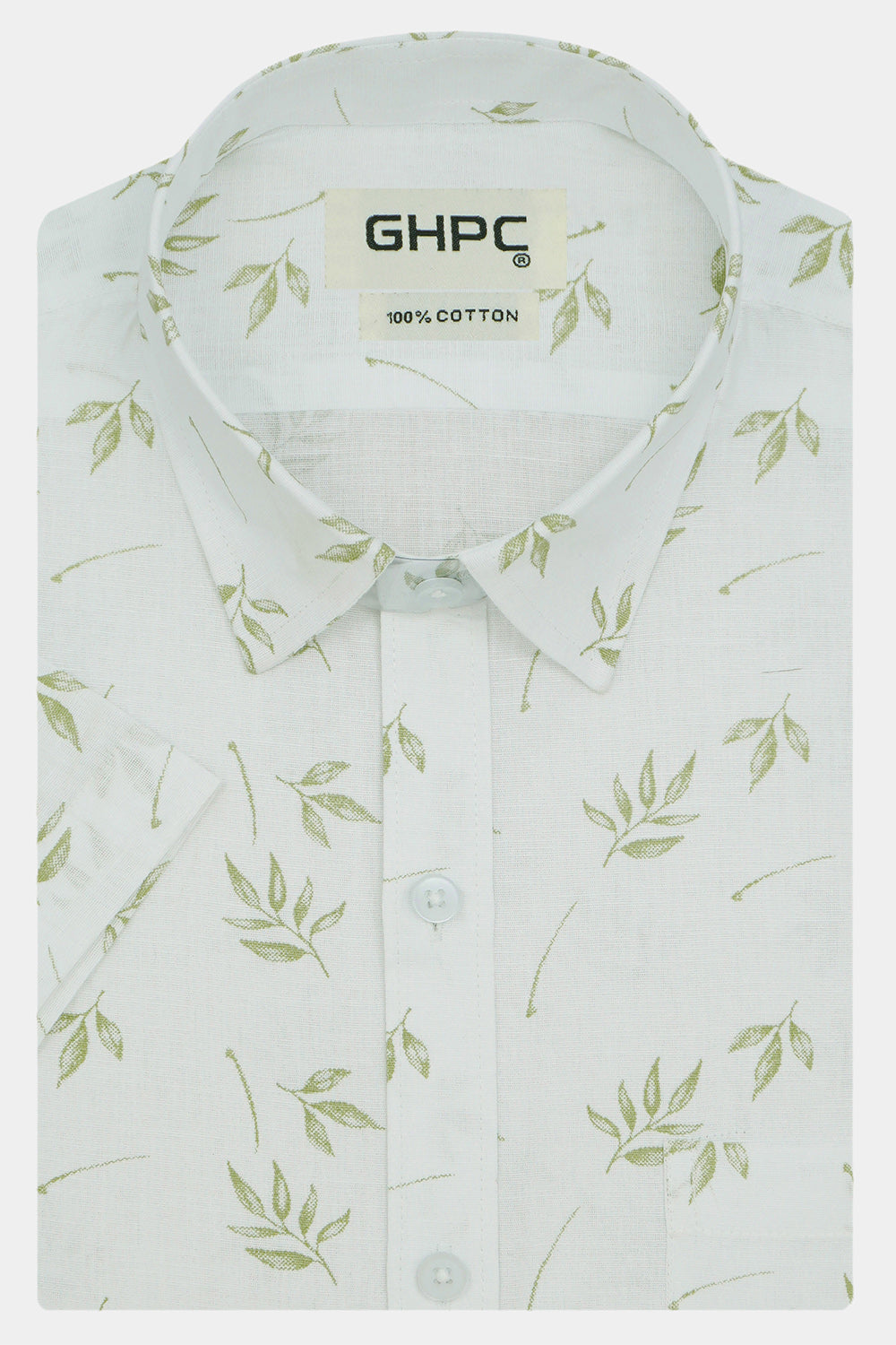 Men's Cotton Linen Printed Half Sleeves Shirts (Green)