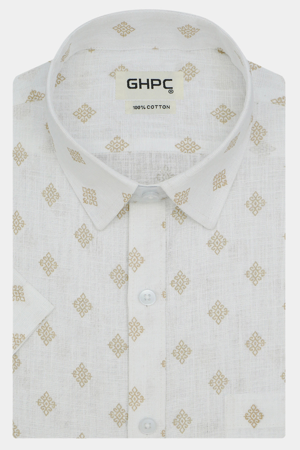 Men's Cotton Linen Printed Half Sleeves Shirts (Brown)