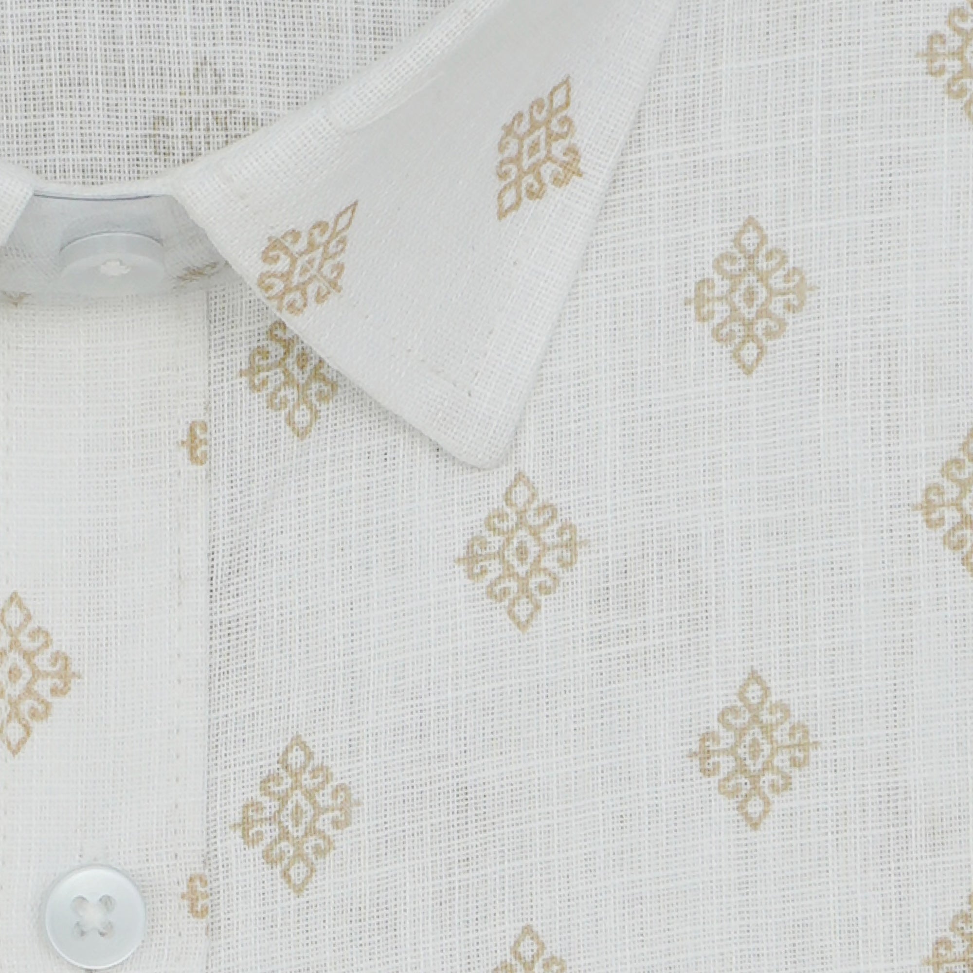 Men's Cotton Linen Printed Half Sleeves Shirts (Brown)