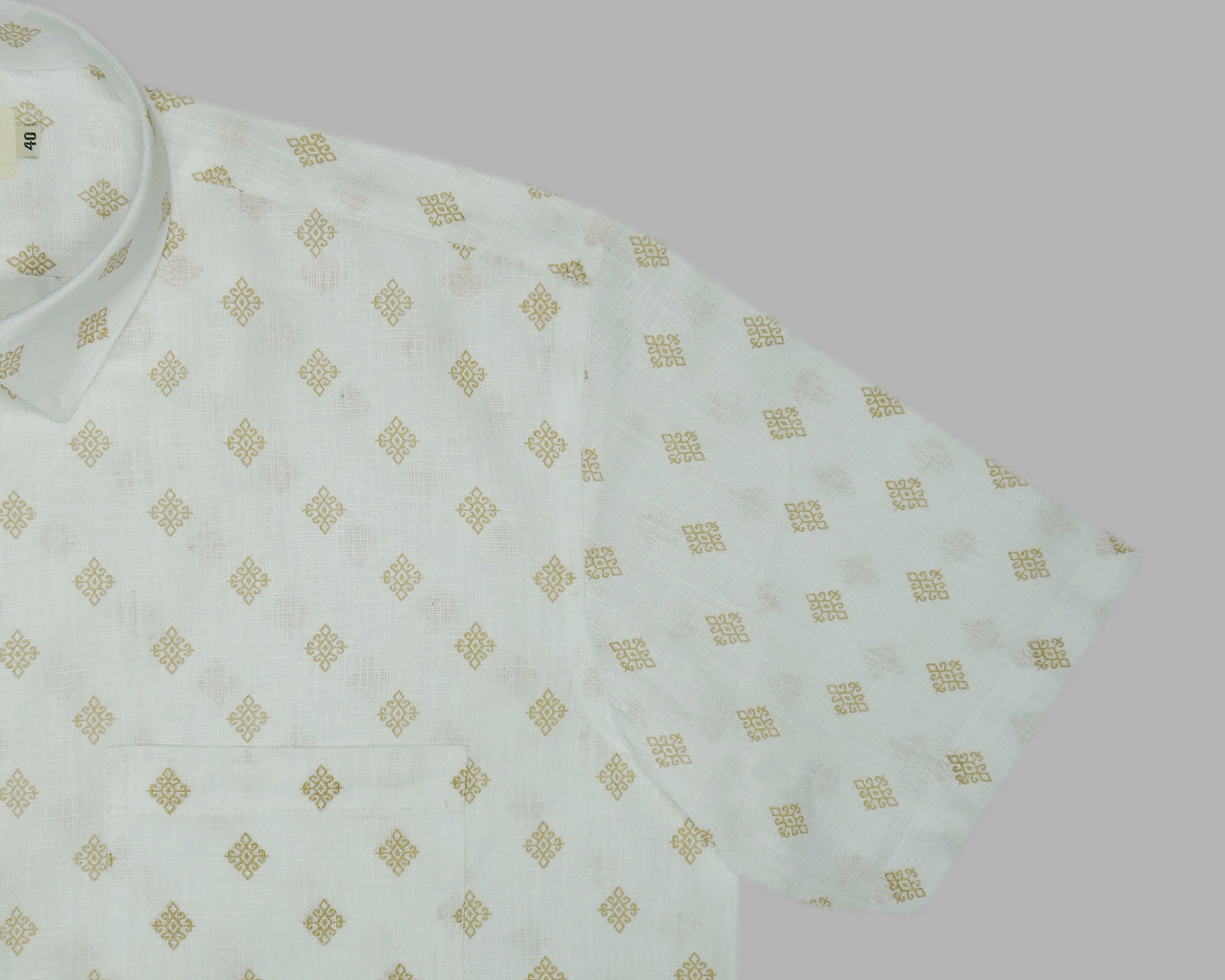 Men's Cotton Linen Printed Half Sleeves Shirts (Brown)