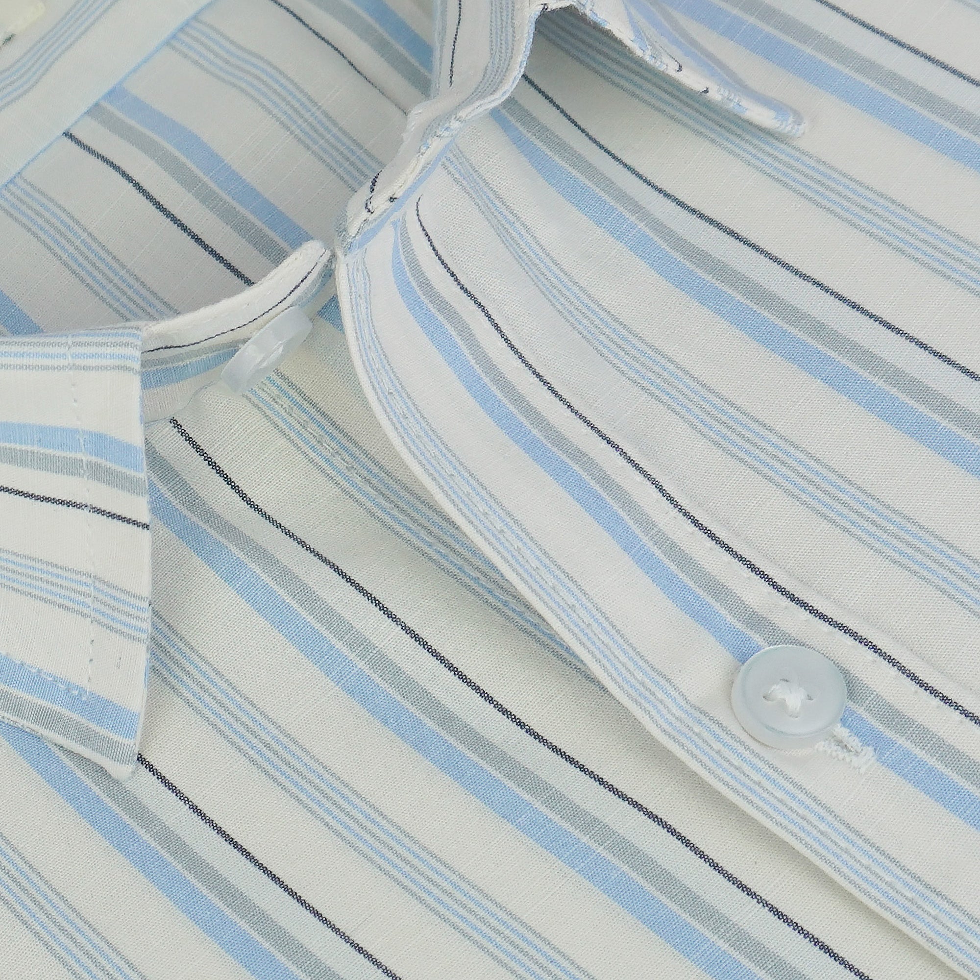 Men's 100% Cotton Striped Half Sleeves Shirts (Blue)