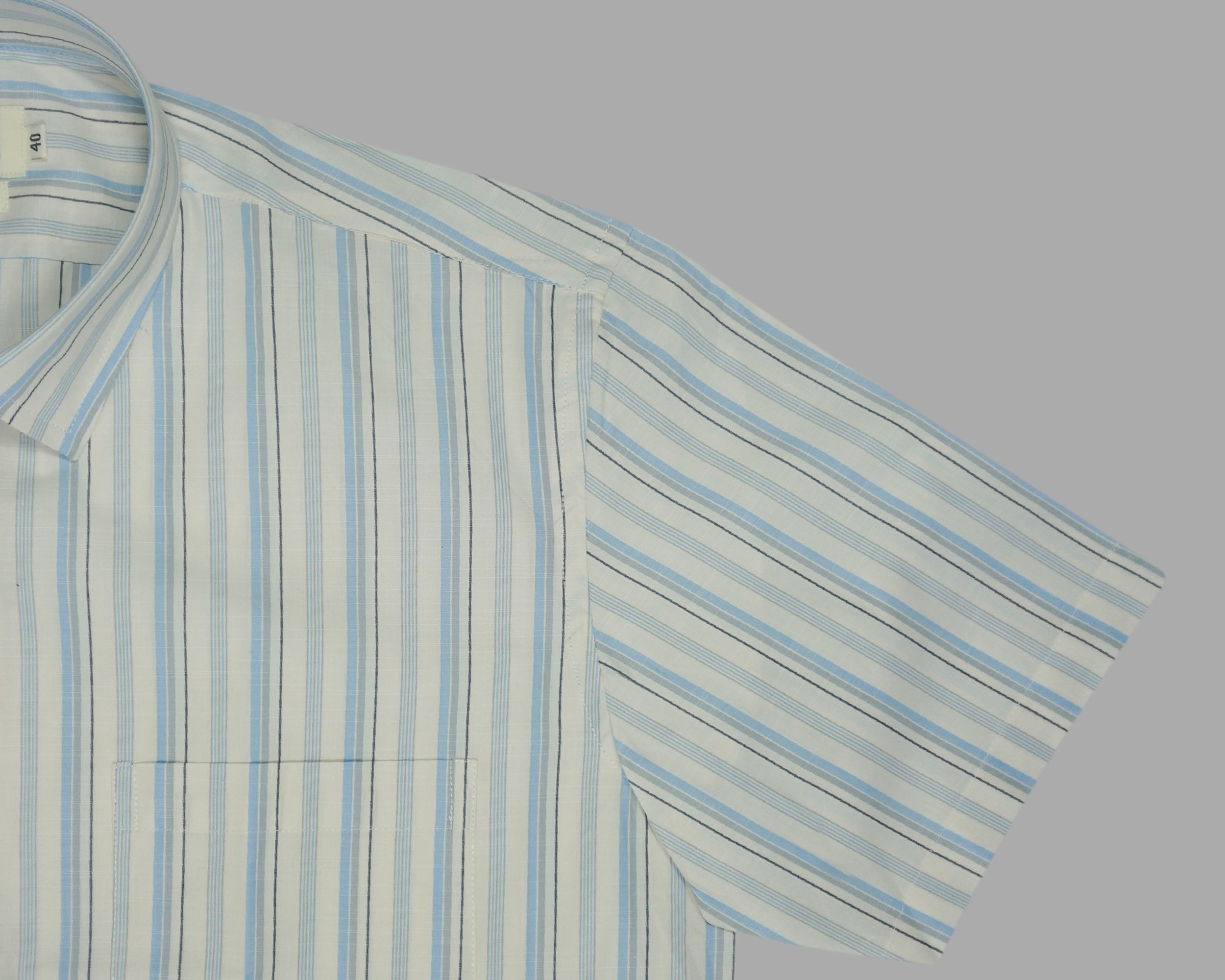 Men's 100% Cotton Striped Half Sleeves Shirts (Blue)