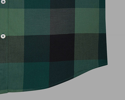 Men's 100% Cotton Big / Buffalo Checkered Half Sleeves Shirt (Green) FSH700418_6