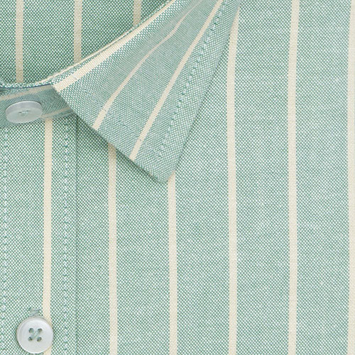 Men's 100% Cotton Chalk Striped Half Sleeves Shirt (Pistachio Green) FSH800316_2