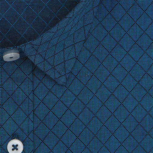 Men's 100% Cotton Chevron Half Sleeves Shirt (Teal) FSH803048_2