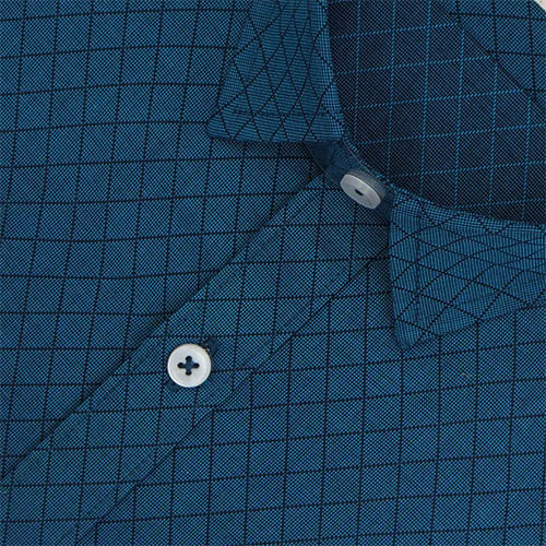 Men's 100% Cotton Chevron Half Sleeves Shirt (Teal) FSH803048_3