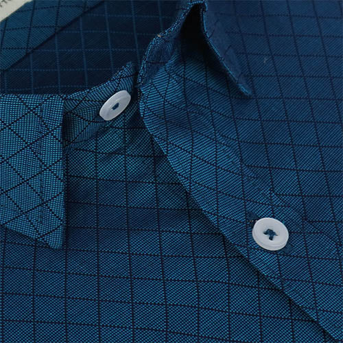 Men's 100% Cotton Chevron Half Sleeves Shirt (Teal) FSH803048_4