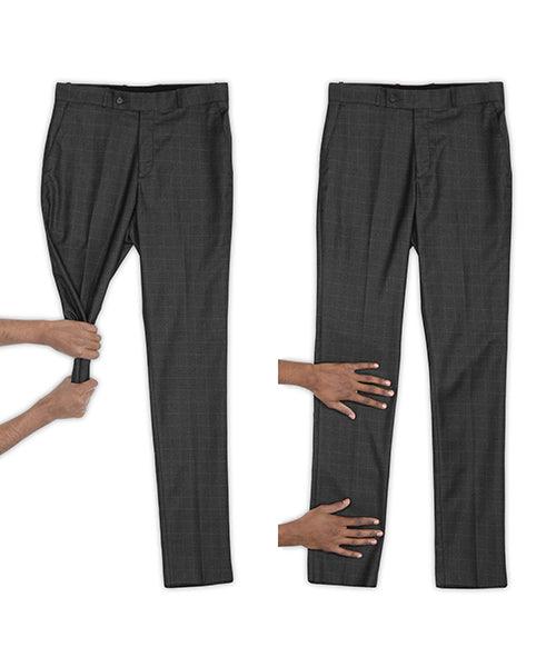 GHPC Polyester Lycra Checkered Streatchable Pant for Men (Dark Grey)
