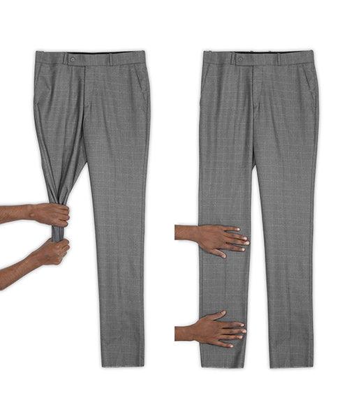 GHPC Polyester Lycra Checkered Stretchable Pant for Men (Light Grey)
