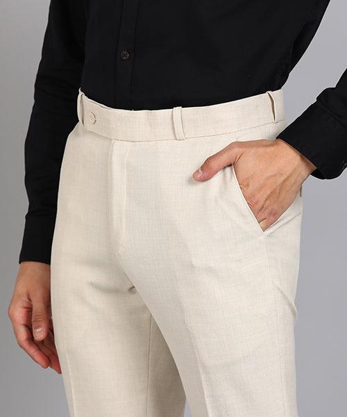 GHPC Polyester Lycra Plain Solid Streatchable Pant for Men (Beige)