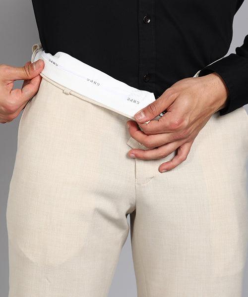 GHPC Polyester Lycra Plain Solid Streatchable Pant for Men (Beige)