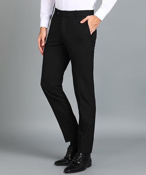GHPC Polyester Lycra Plain Solid Streatchable Pant for Men (Black)