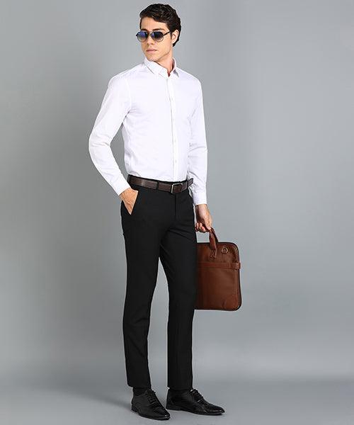 GHPC Polyester Lycra Plain Solid Streatchable Pant for Men (Black)