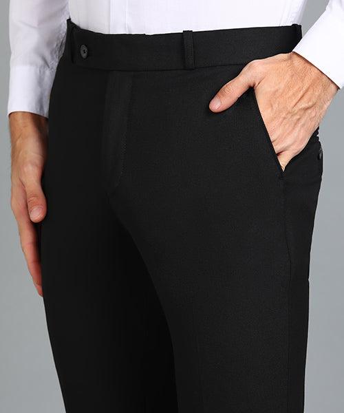 GHPC Polyester Lycra Plain Solid Streatchable Pant for Men (Black)