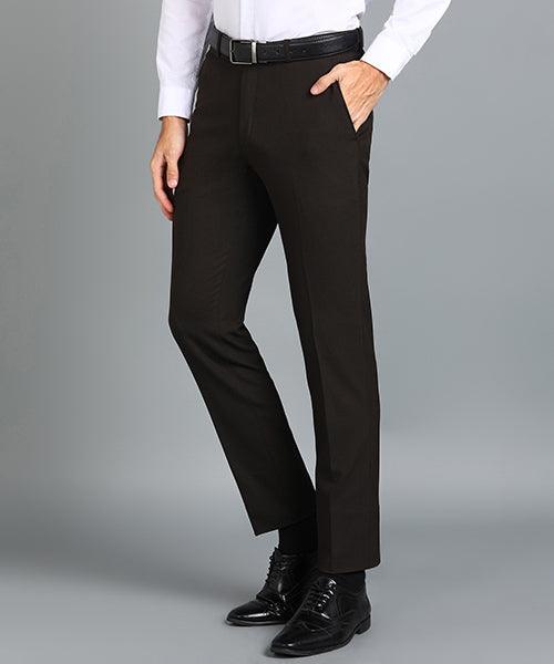 GHPC Polyester Lycra Plain Solid Streatchable Pant for Men (Brown)