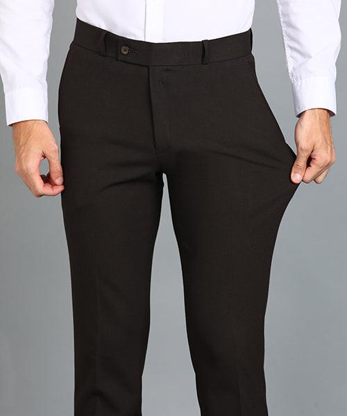GHPC Polyester Lycra Plain Solid Streatchable Pant for Men (Brown)