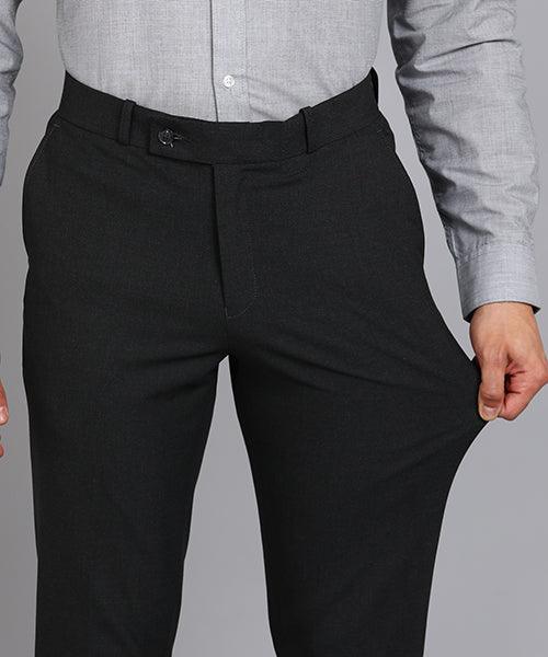 GHPC Polyester Lycra Plain Solid Streatchable Pant for Men (Dark Grey)