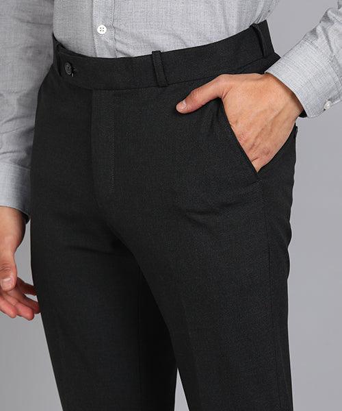 GHPC Polyester Lycra Plain Solid Streatchable Pant for Men (Dark Grey)