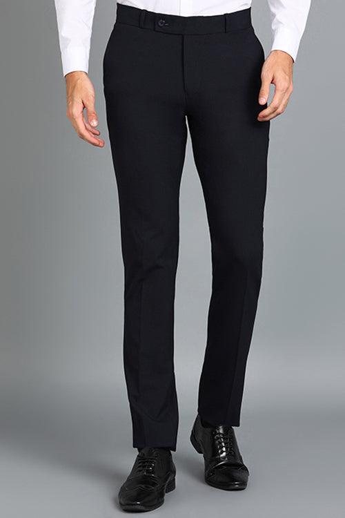 GHPC Polyester Lycra Plain Solid Streatchable Pant for Men (Navy)