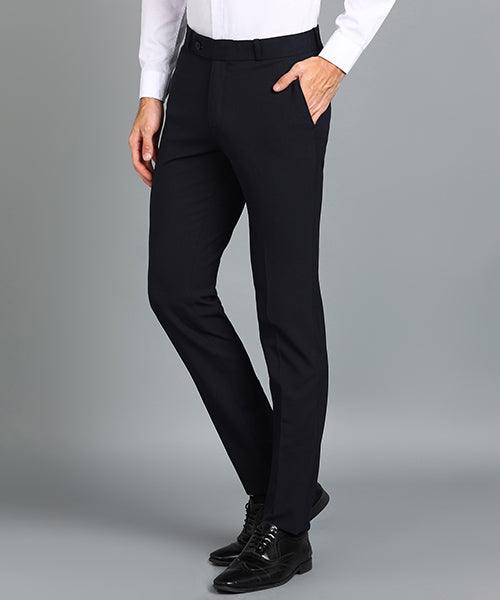 GHPC Polyester Lycra Plain Solid Streatchable Pant for Men (Navy)