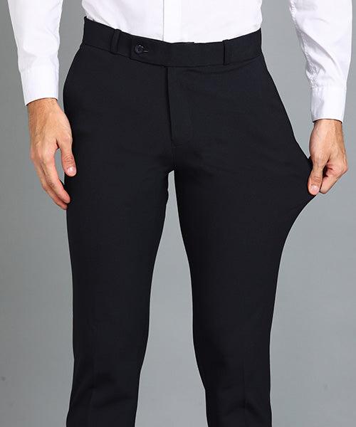 GHPC Polyester Lycra Plain Solid Streatchable Pant for Men (Navy)