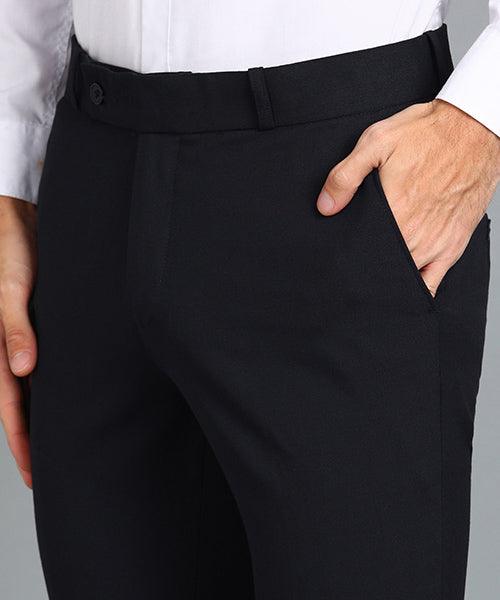 GHPC Polyester Lycra Plain Solid Streatchable Pant for Men (Navy)