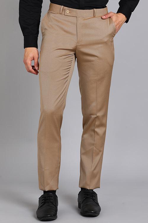 GHPC Polyester Pin Checks Pant for Men (Khaki)