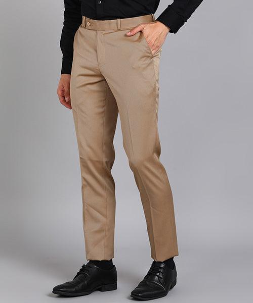 GHPC Polyester Pin Checks Pant for Men (Khaki)