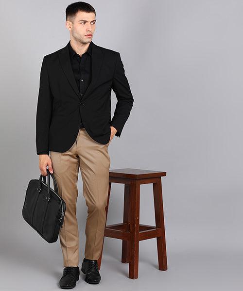 GHPC Polyester Pin Checks Pant for Men (Khaki)