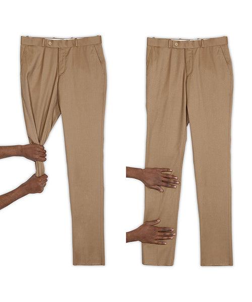 GHPC Polyester Pin Checks Pant for Men (Khaki)