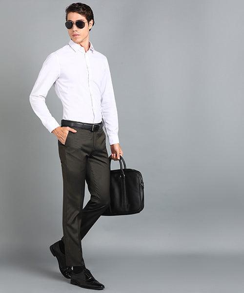 GHPC Polyester Pin Checks Pant for Men (Olive)