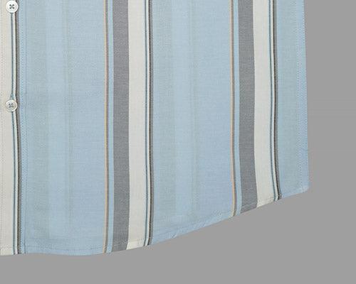 Men's 100% Cotton Balance Striped Half Sleeves Shirt (Blue)