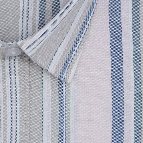 Men's 100% Cotton Balance Striped Half Sleeves Shirt (Pink)