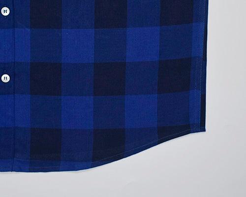 Men's 100% Cotton Big / Buffalo Checkered Half Sleeves Shirt (Royal Blue)
