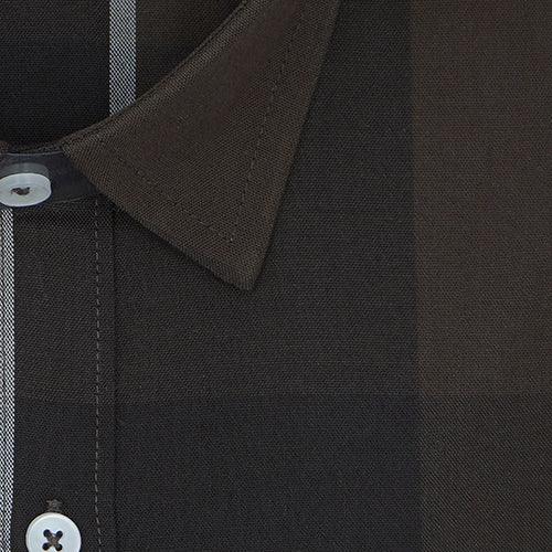 Men's 100% Cotton Big Checkered Full Sleeves Shirt (Brown)