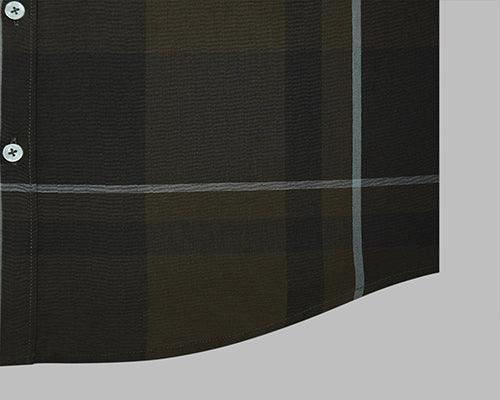 Men's 100% Cotton Big Checkered Full Sleeves Shirt (Brown)