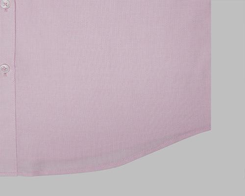 Men's 100% Cotton Bird's Eye Self Design Full Sleeves Shirt (Pink)